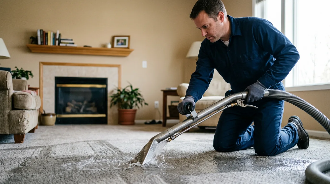 Water damage restoration technician working near Harvard, NE